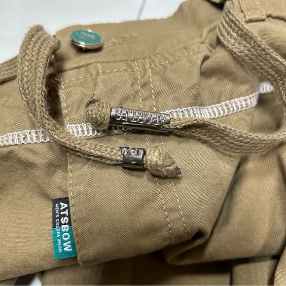 A’T’S bonwe Women 38 Brown Khaki Stretch Waist Drawstring Hiking Outdoor Capris - Picture 16 of 16